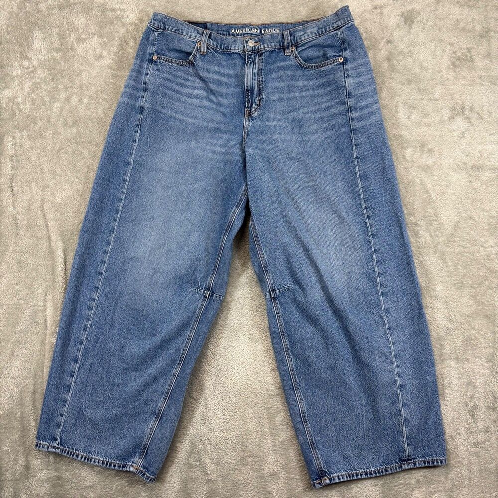 American Eagle Jeans Women's 14R Blue Denim Dreamy Drape Barrel Boho 36x27
